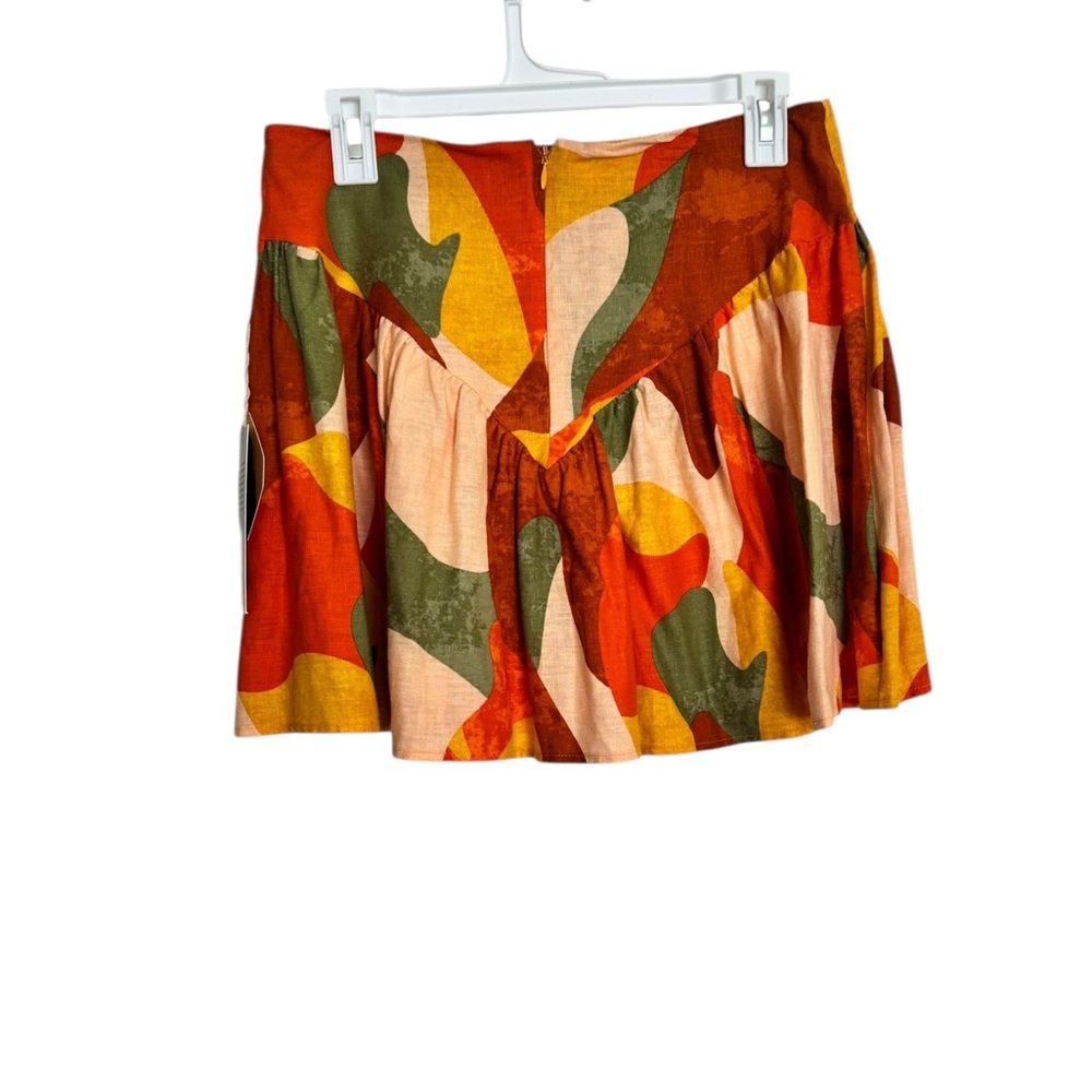 Fe Noel Orange and Green Abstract Ruffle Mini Skirt - Picture 5 of 10